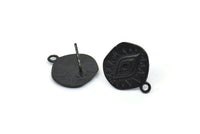 Siyah Göz Küpe, 1 Halkalı 4 Oksitlenmiş Siyah Pirinç Göz Küpe (13x15 mm) N1170