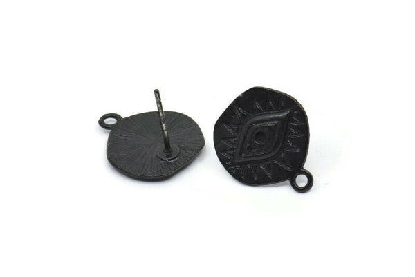 Siyah Göz Küpe, 1 Halkalı 4 Oksitlenmiş Siyah Pirinç Göz Küpe (13x15 mm) N1170