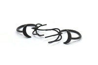 Black Moon Ring, 2 Oxidized Black Brass 6 Claw Ring For Natural Stones N1052