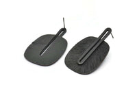 Black Earring Post, 2 Posts Oxidized Black Brass Textured Earrings (43x28x0.80mm) N0710