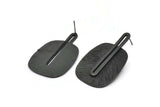 Black Earring Post, 2 Posts Oxidized Black Brass Textured Earrings (43x28x0.80mm) N0710
