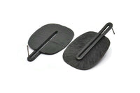 Black Earring Post, 2 Posts Oxidized Black Brass Textured Earrings (43x28x0.80mm) N0710