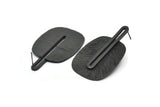 Black Earring Post, 2 Posts Oxidized Black Brass Textured Earrings (43x28x0.80mm) N0710