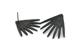 Black Broom Earring, 2 Oxidized Black Brass Broom Stud Earrings (27x30x1.5mm) N1027