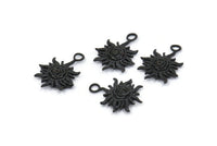 Black Sun Charm, 4 Oxidized Black Brass Sun Charms With 1 Loop, Findings (19x14xmm) N1198