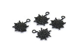 Black Sun Charm, 4 Oxidized Black Brass Sun Charms With 1 Loop, Findings (19x14xmm) N1198