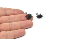 Black Sun Charm, 4 Oxidized Black Brass Sun Charms With 1 Loop, Findings (19x14xmm) N1198