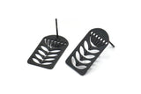 Black Flower Earring, 6 Oxidized Black Brass Flower Shaped Stud Earrings (20x12x0.60mm) A2915 H0403