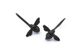 Siyah Sinek Küpe, 4 Oksitlenmiş Siyah Pirinç Sinek Küpe, Bulgular (17x9x0,70 mm) N1194