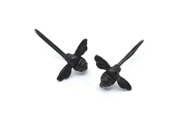 Siyah Sinek Küpe, 4 Oksitlenmiş Siyah Pirinç Sinek Küpe, Bulgular (17x9x0,70 mm) N1194
