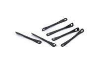 Black Brass Connector, 12 Oxidized Black Brass Connectors With 2 Holes (21x0.5mm) E557