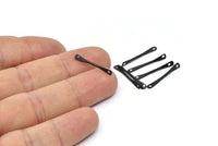 Black Brass Connector, 12 Oxidized Black Brass Connectors With 2 Holes (21x0.5mm) E557