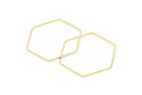 Hexagon Ring Charm, 4 Gold Plated Brass Hexagon Shaped Ring Charms (40x1x1.10mm) E300