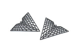 Black Triangle Charm, 4 Textured Oxidized Black Brass Triangle Earring Charms With 1 Hole, Pendants, Findings (41x32mm) E462