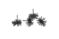Black Sun Earring, 12 Oxidized Black Brass Sun Shaped Stud Earrings (11x12x0.60mm) A2958