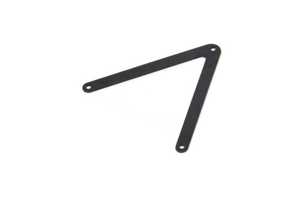 Black V Connector, 10 Oxidized Black Brass Geometric Charms (30x33x0.45mm) Y224