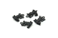 Black Frog Charm, 4 Oxidized Black Brass Frog Charm Earrings With 1 Loop, Pendants, Findings (11x16mm) N0907