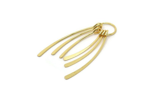 Gold Fringed Earring, Gold Plated Brass Fringed Trim Earring With 1 Loop, Pendants, Findings (55x12mm) E299