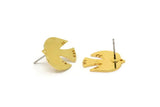 Gold Bird Earring, 4 Gold Plated Brass Bird Stud Earrings (18x14x0.80mm) A2719 Y098