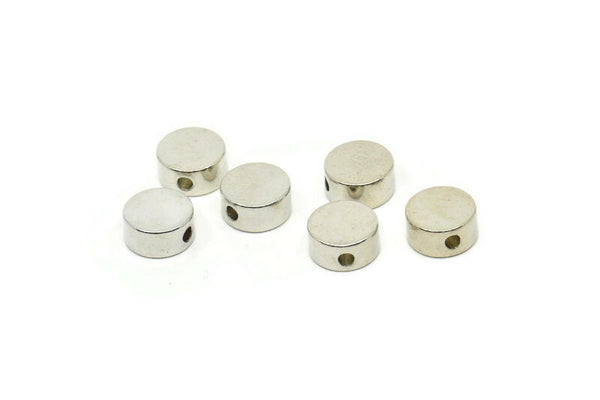 Round Spacer Bead, 6 Silver Tone Brass Circle Industrial Spacer Bead, Findings (8x3.6mm) D0210 Q0636