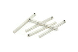 Silver Necklace Bar, 10 Antique Silver Plated Brass Bar Charms, Necklace Bars, Pendants With 1 Hole (2x30mm) D1510