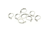 Silver Leverback Earring, 24 Antique Silver Plated Brass Black Plain Leverback Earring Findings (16x10mm) Bs 1102--a0896