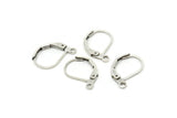 Silver Leverback Earring, 24 Antique Silver Plated Brass Black Plain Leverback Earring Findings (16x10mm) Bs 1102--a0896