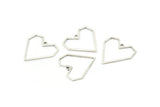 Silver Heart Charm, 10 Antique Silver Plated Brass Heart Charms With 1 Loop, Earrings, findings (20x1mm) D1257