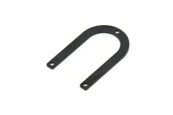 Black U Shape Charm, 10 Oxidized Black Brass U Shaped Charms With 3 Holes (26x17x0.80mm) M02083