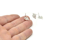 Silver Cactus Earrings, 12 Antique Silver Plated Brass Cactus Stud Earrings (14x9x0.90mm) M02614 A2591 Q0671