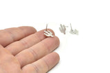 Silver Cactus Earrings, 12 Antique Silver Plated Brass Cactus Stud Earrings (14x9x0.90mm) M02614 A2591 Q0671