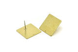 Brass Square Earring, 4 Textured Raw Brass Square Stud Earrings With 1 Hole (20x0.80mm) A1886 A1946