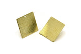 Brass Square Earring, 4 Textured Raw Brass Square Stud Earrings With 1 Hole (20x0.80mm) A1886 A1946
