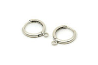 Silver Leverback Earring, 6 Antique Silver Plated Brass Leverback Earrings, Findings (14mm) A0789