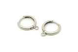 Silver Leverback Earring, 6 Antique Silver Plated Brass Leverback Earrings, Findings (14mm) A0789