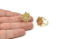 Gold Eye Ring, Gold Plated Brass Eye Rings, Adjustable Rings, Evil Eye Rings - N2530