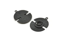 Black Moon Charm, 2 Oxidized Black Brass Half Moon Charms With 1 Loop, Pendants, Earrings (32x25x0.80mm) N0724