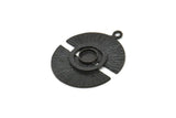 Black Moon Charm, 2 Oxidized Black Brass Half Moon Charms With 1 Loop, Pendants, Earrings (32x25x0.80mm) N0724