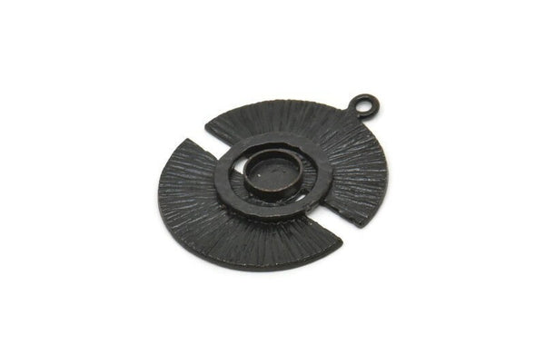 Black Moon Charm, 2 Oxidized Black Brass Half Moon Charms With 1 Loop, Pendants, Earrings (32x25x0.80mm) N0724