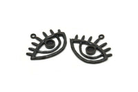 Siyah Göz Tılsımı, 1 Halkalı Oksitlenmiş Siyah Pirinç Göz Tılsımı - Ped Boyutu 4 mm (30x25 mm) N1422