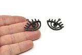 Siyah Göz Tılsımı, 1 Halkalı Oksitlenmiş Siyah Pirinç Göz Tılsımı - Ped Boyutu 4 mm (30x25 mm) N1422