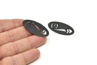 Black Face Charm, 4 Oxidized Black Brass Face Charms With 1 Hole (38x19x0.80mm) D0642