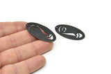 Black Face Charm, 4 Oxidized Black Brass Face Charms With 1 Hole (38x19x0.80mm) D0642