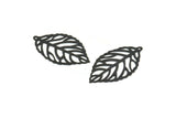 Black Leaf Charm, 24 Oxidized Black Brass Leaf Charm Earrings With 1 Hole, Earrings, Findings (27x16x0.40mm) D1285