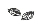 Black Leaf Charm, 24 Oxidized Black Brass Leaf Charm Earrings With 1 Hole, Earrings, Findings (27x16x0.40mm) D1285