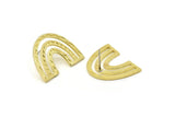 Earring Studs, 2 Raw Brass - U Shape Earrings - Brass Earrings - Earrings (20x25x1mm) N1463