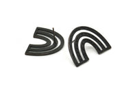 Küpe Çivisi, 2 Oksitlenmiş Siyah Pirinç - U Şeklinde Küpeler - Siyah Küpeler - Küpeler (20x25x1mm) N1463 H1569