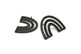 Küpe Çivisi, 2 Oksitlenmiş Siyah Pirinç - U Şeklinde Küpeler - Siyah Küpeler - Küpeler (20x25x1mm) N1463 H1569