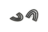 Küpe Çivisi, 2 Oksitlenmiş Siyah Pirinç - U Şeklinde Küpeler - Siyah Küpeler - Küpeler (20x25x1mm) N1463 H1569