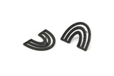 Küpe Çivisi, 2 Oksitlenmiş Siyah Pirinç - U Şeklinde Küpeler - Siyah Küpeler - Küpeler (20x25x1mm) N1463 H1569
